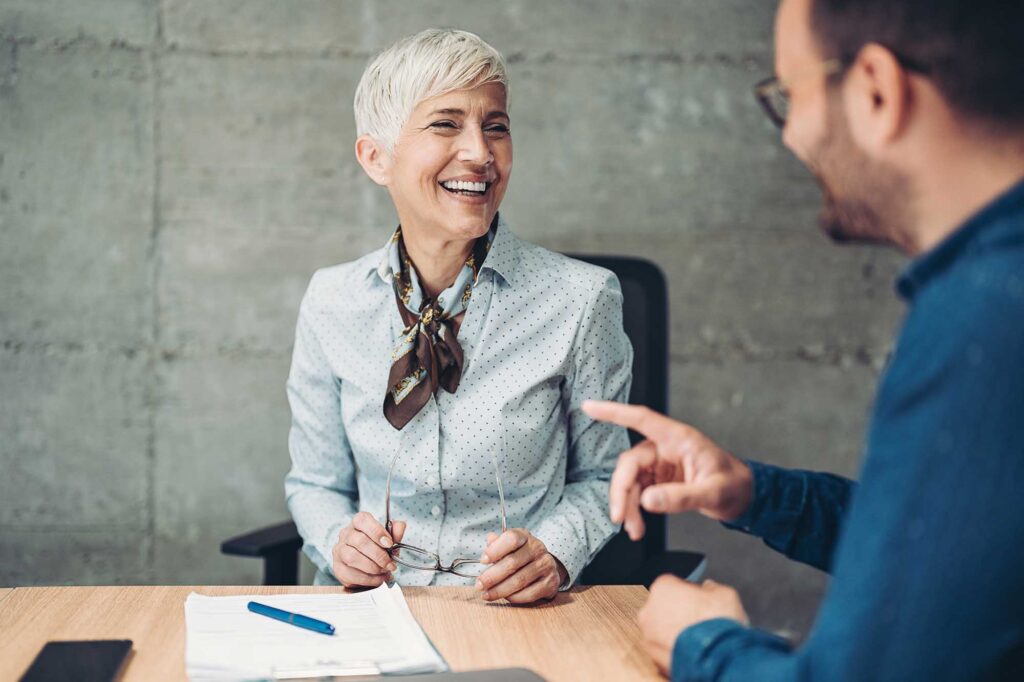 Two business persons having a meeting in the office